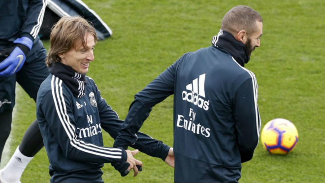 Modric and Benzema, at Valdebebas