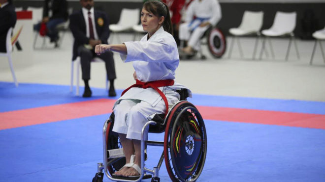 Isabel Fernndez, ejecutando un kata durante el Mundial de Madrid,