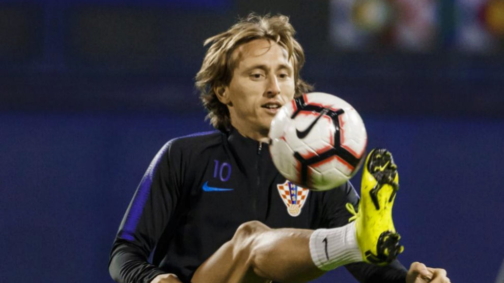 Luka Modric en un entrenamiento con Croacia.