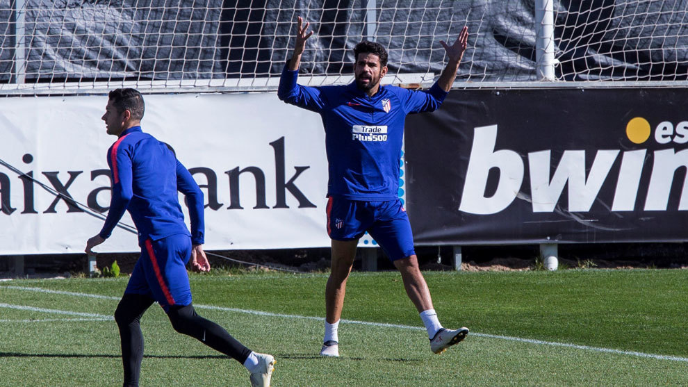 Diego Costa en un entrenamiento con el Atltico de Madrid