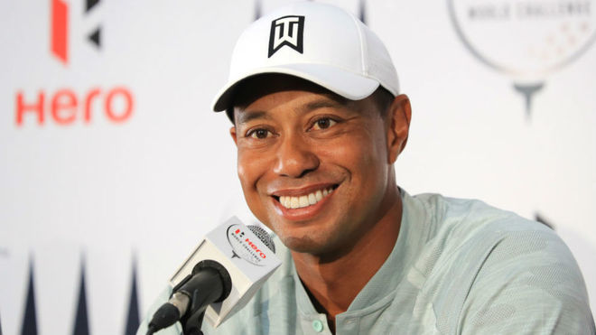 Tiger Woods en la conferencia de prensa del Hero World Challenge.