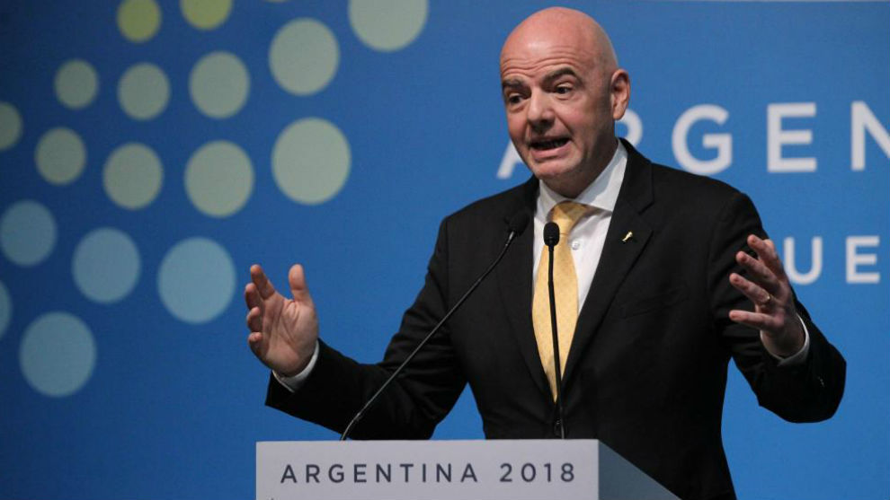 Gianni Infantino, during a conferernce in Argentina
