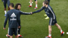 Bale y Marcelo en un entrenamiento del Real Madrid.