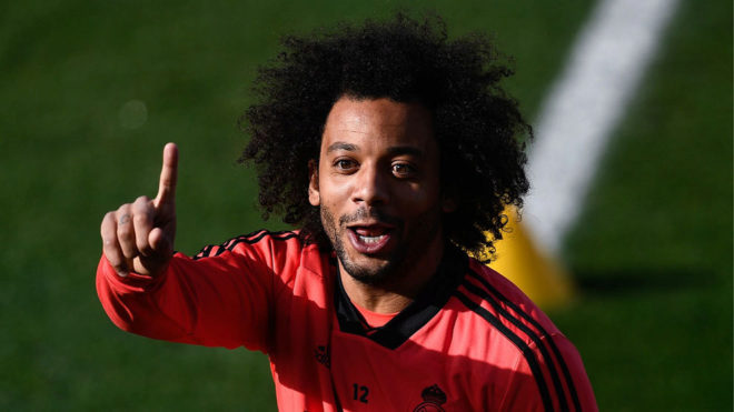 Marcelo during Tuesday&apos;s training session with Real Madrid.
