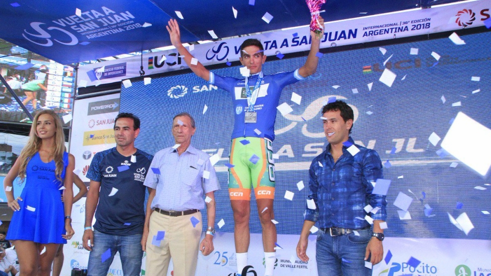 Gonzalo Najar, con el maillot de mejor argentino en la Vuelta a San...
