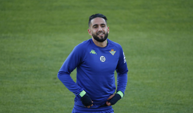 Ryad Boudebouz during a training session for Betis