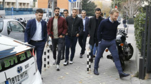 Los jugadores del Reus, a su entrada a LaLiga.