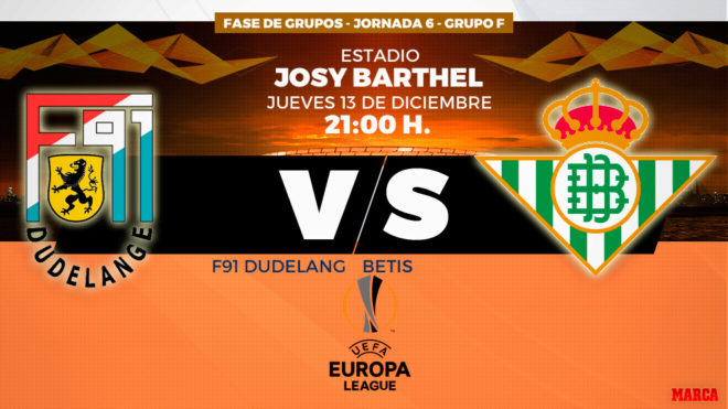Dudelange vs Betis - Europa League - 13/12/2018 - 21:00 horas