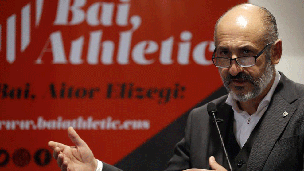 El candidato a las elecciones al Athletic de Bilbao, Aitor Elizegi, en...