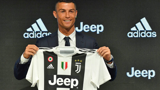 Cristiano Ronaldo on the day of his presentation with Juventus.
