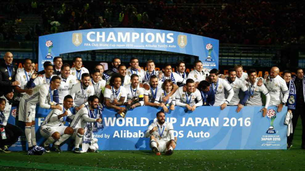El Real Madrid celebra su triunfo en el Mundial de Clubes 2016 ante el...