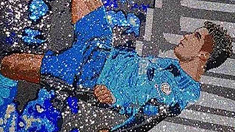 Cristiano Ronaldo&apos;s overhead kick made into Swarovski crystal art