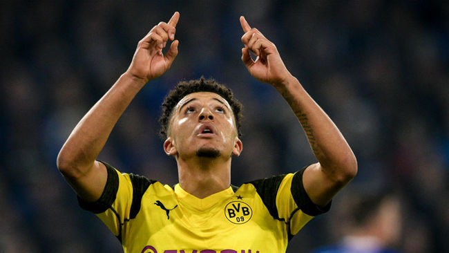 Sancho, celebrando un gol con el Borussia Dortmund.