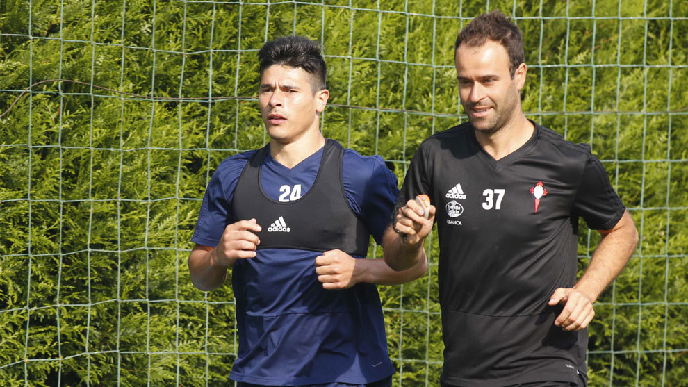 Roncaglia en un entrenamiento con el Celta de Vigo.
