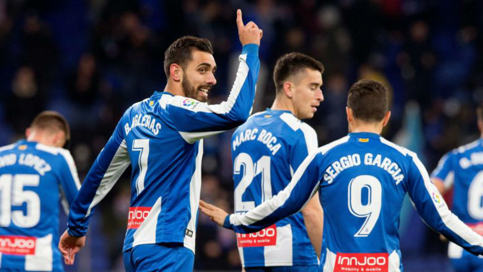 Borja Iglesias celebra el gol contra el Legans