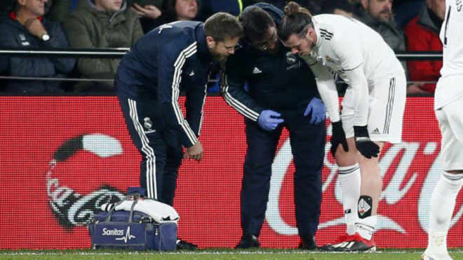 Bale after his injury against Villarreal last Thursday