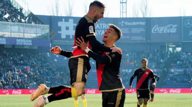 El Rayo celebra su gol en Valladolid.