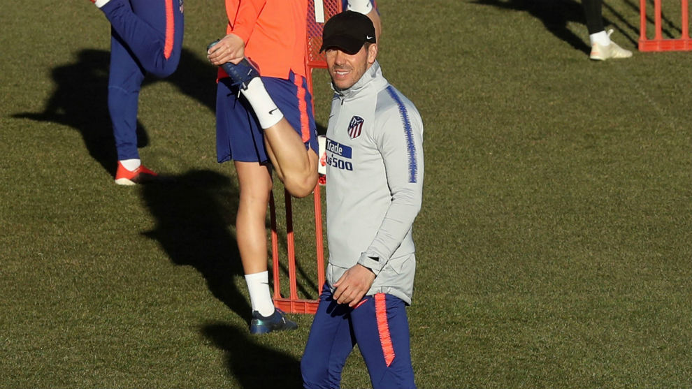 Simeone during training on Tuesday.