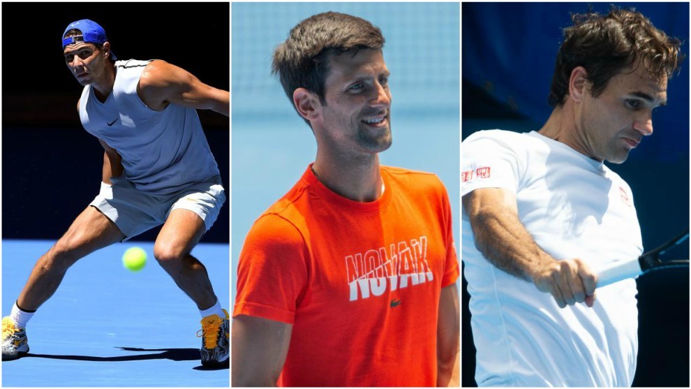 Nadal, Djokovic y Federer ya entrenan en el Melbourne Park