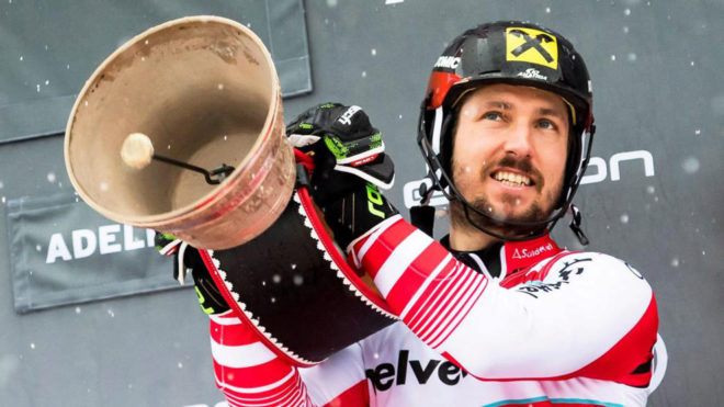 Marcel Hirscher celebra su novena victoria en Adelboden