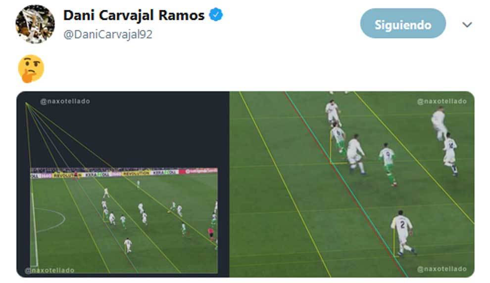 El tuit de Carvajal para insinuar que el gol de Canales al Real Madrid...