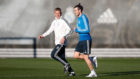 Gareth Bale, haciendo carrera continua durante el entrenamiento.