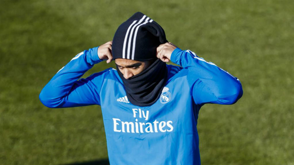 Mariano, en un entrenamiento con el Real Madrid en Valdebebas.