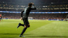 Morata celebra el gol que marc al Atltico.