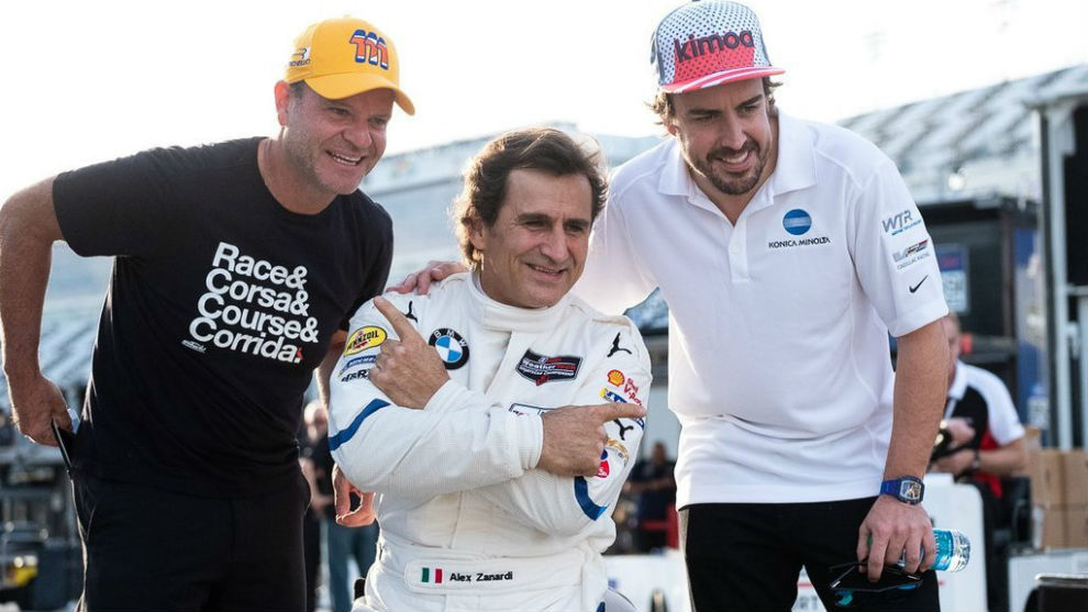 Barrichello, Zanardi y Alonso.