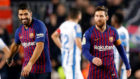 Surez y Messi, en el partido contra el Legans.