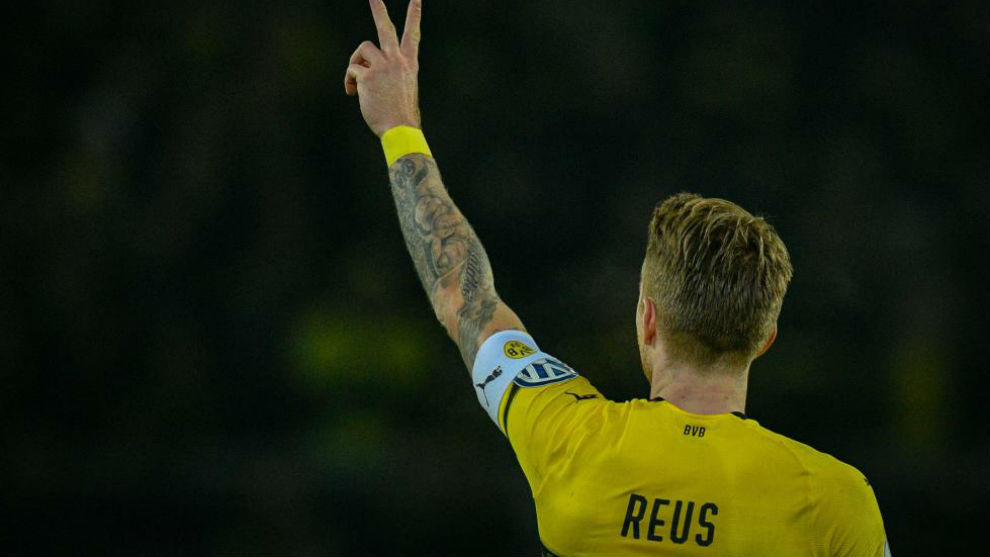 Reus celebra ayer su golazo de falta al Werder Bremen en Copa.
