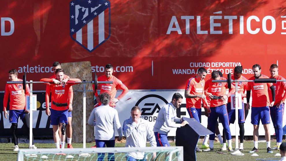 Atletico Madrid players in training on Wednesday.