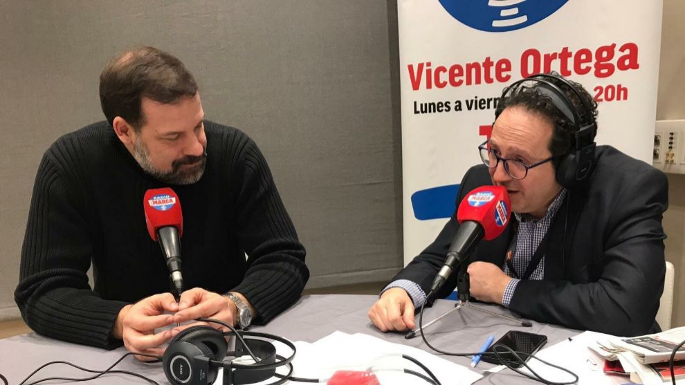 Alfonso Reyes junto a Vicente Ortega en Radio MARCA