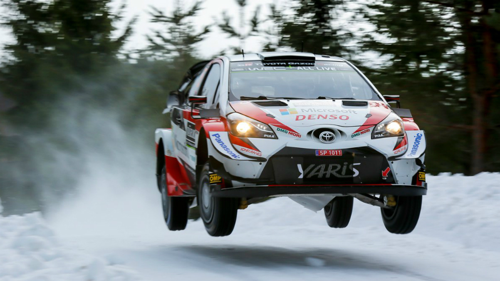 El estonio, volando con el Yaris WRC.