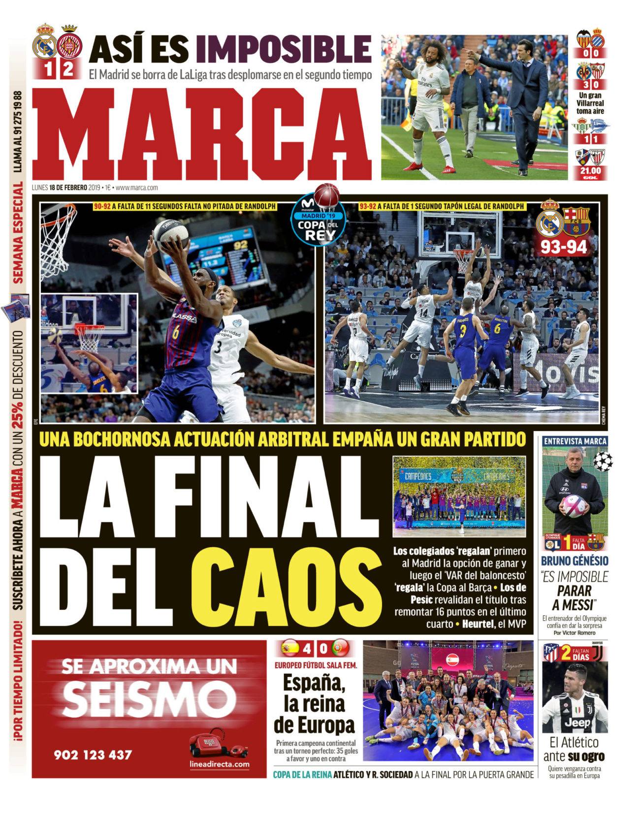 Madrid quit the league after collapsing in the second half / The final...