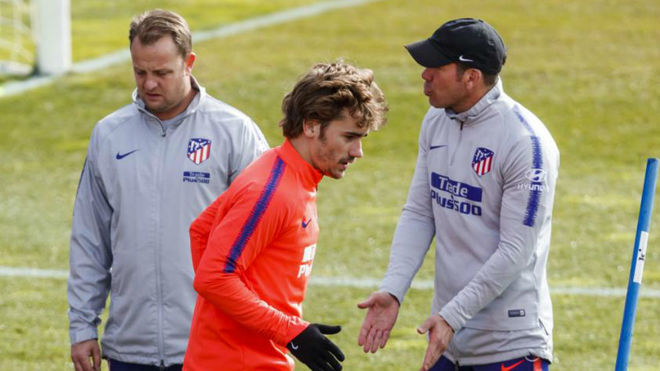 Antoine Griezmann in training ahead of the Juventus clash on Wednesday...
