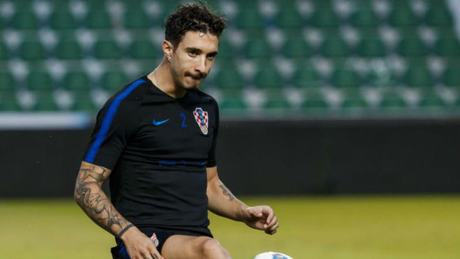 Sime Vrsaljko during a training session with the Croatian national...
