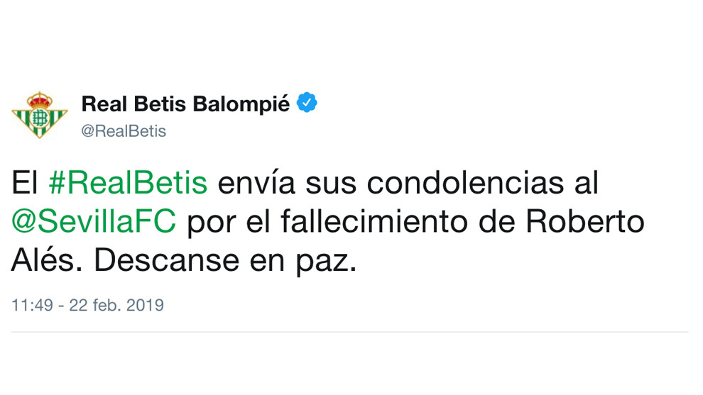 Condolencias del Betis