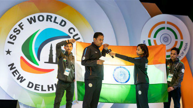 Momento de la presentacin de la ISSF World Cup in New Delhi.
