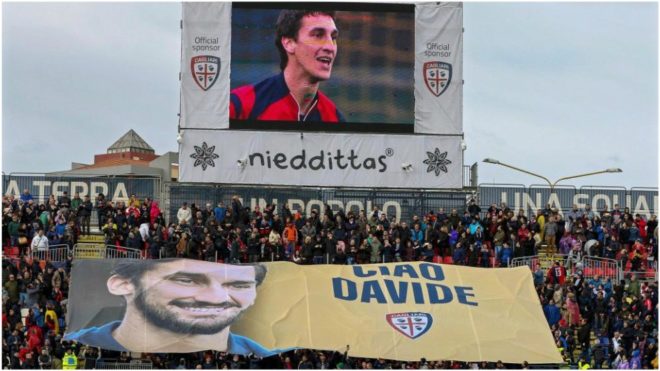 Cagliari fans pay homage to Davide Astori.