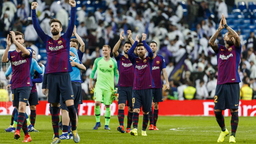 Los jugadores del Barça celebran el pase a la final