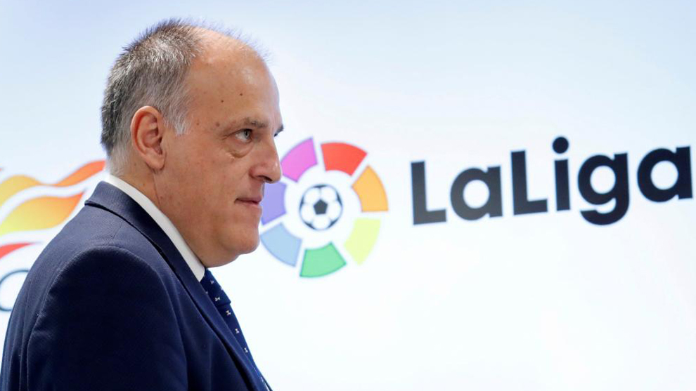 Tebas at an event for LaLiga.