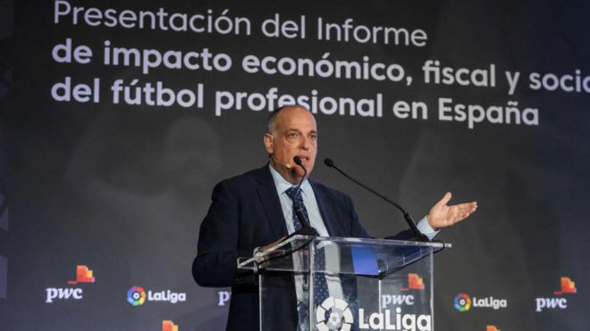 Javier Tebas, presidente de LaLiga, en una intervencin.