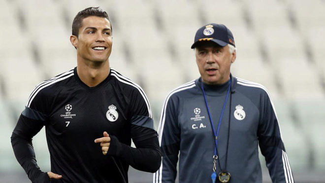 Cristiano Ronaldo and Ancelotti.
