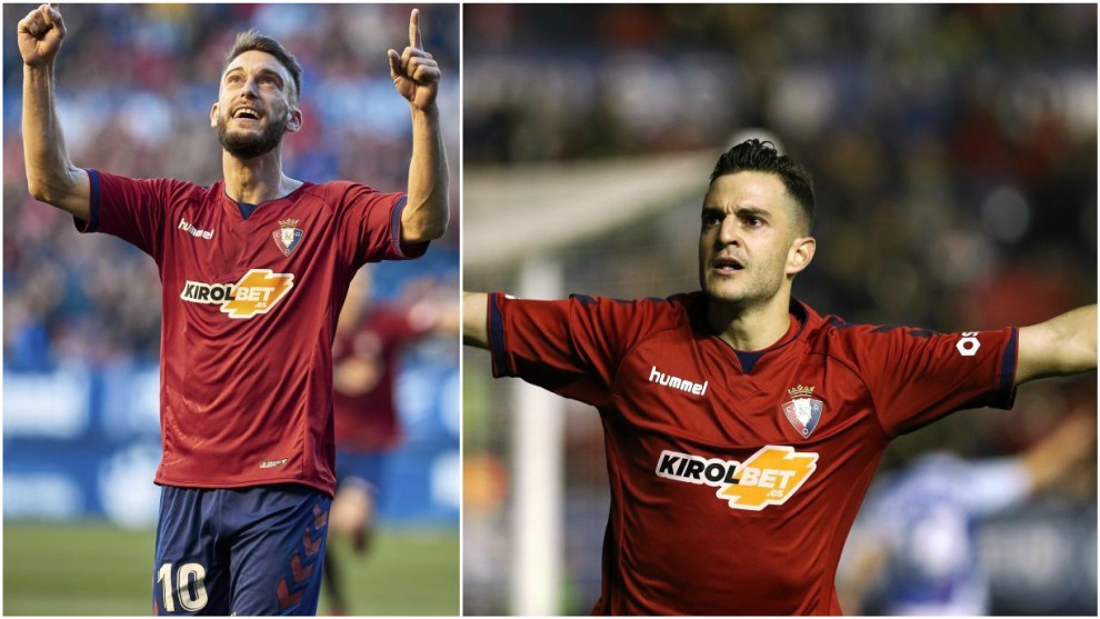 Torres y Villar celebran un gol de Osasuna