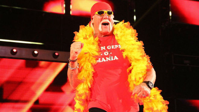 Hulk Hogan en un evento de Wrestlemania de la WWE.