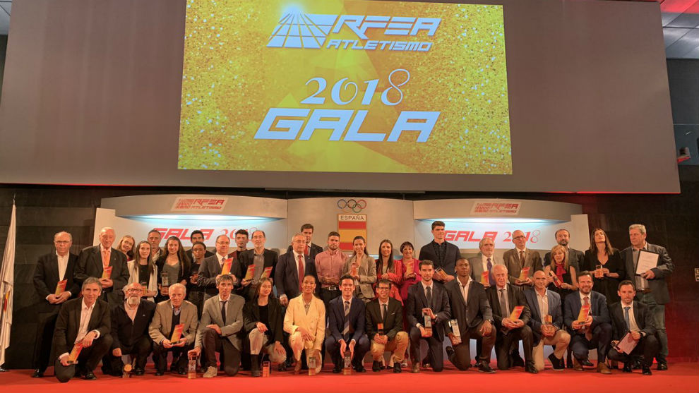 Foto de familia de la Gala del Atletismo Espaol de 2018.