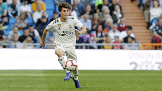 Odriozola during the match against Celta.