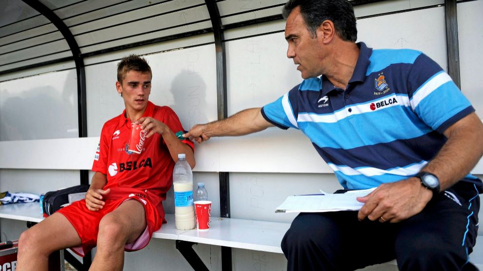 Martn Lasarte junto a Griezmann durante su etapa en la Real Sociedad