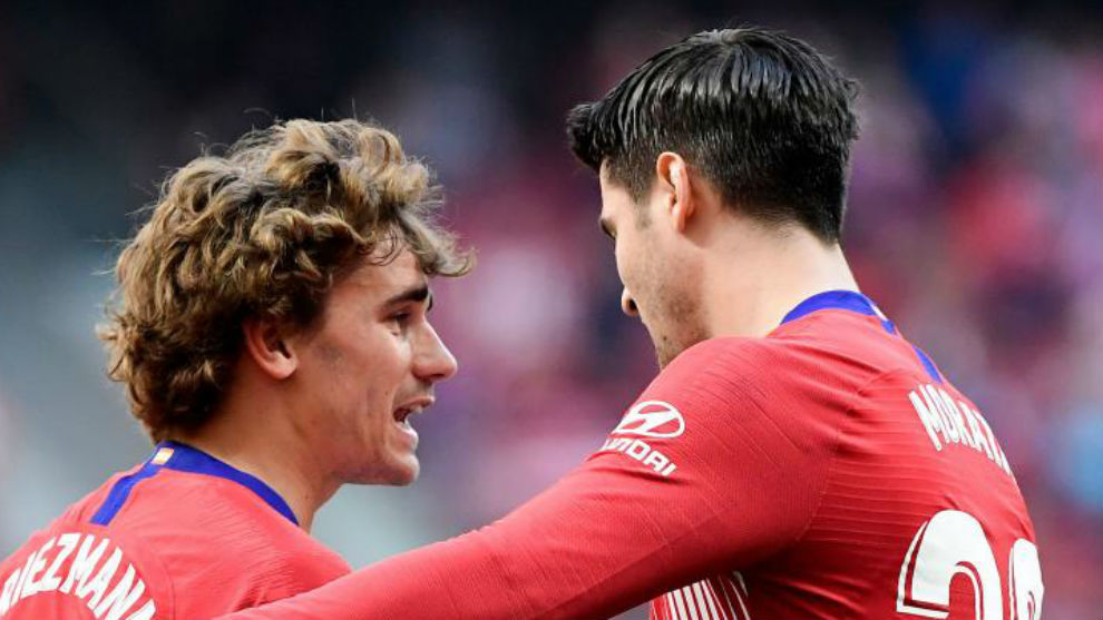Griezmann and Morata during an Atletico Madrid match.